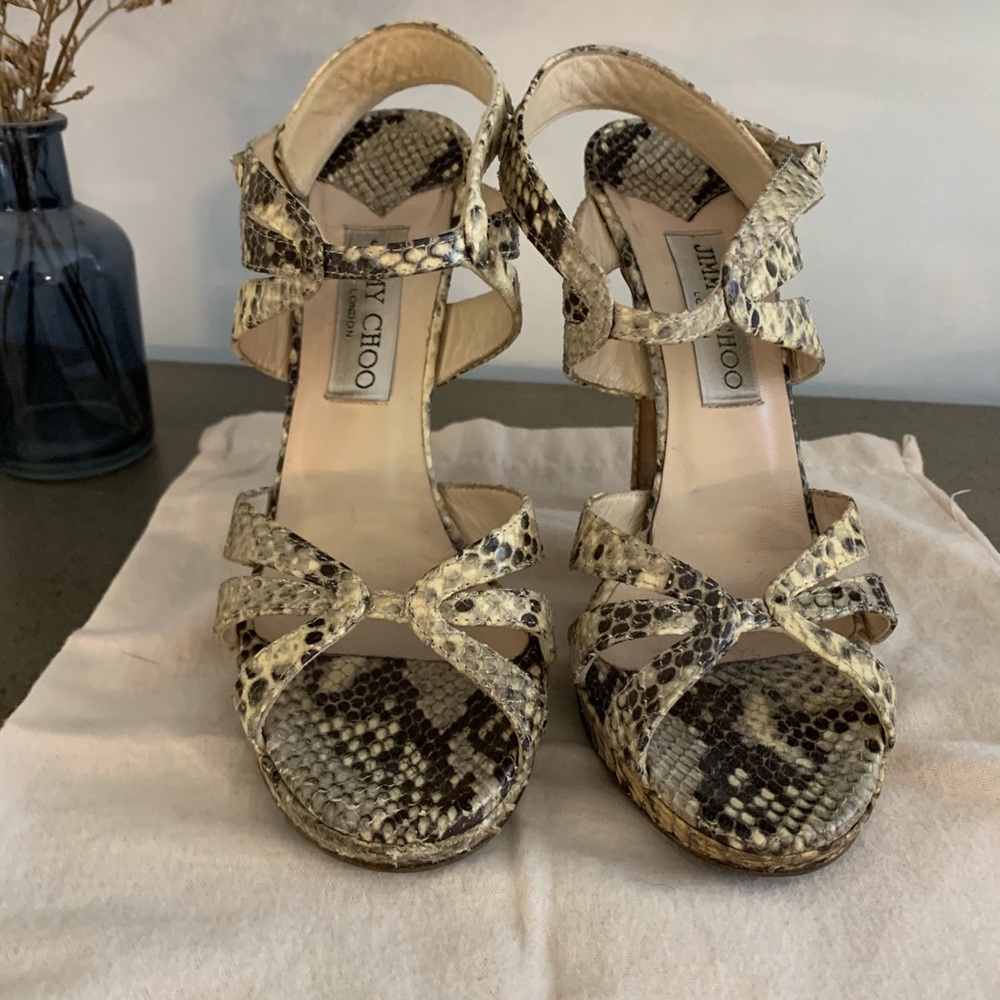 Jimmy Choo snakeskin strappy heels